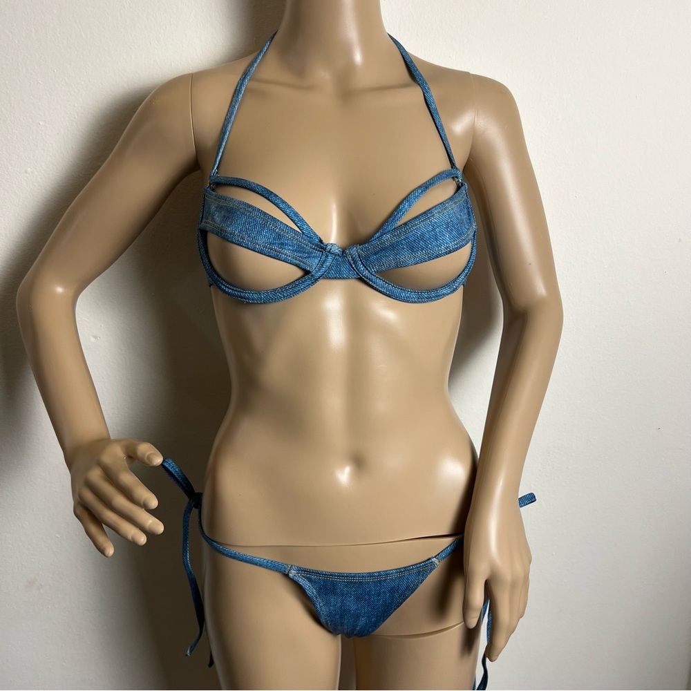 Blue Denim Bikini Set thong